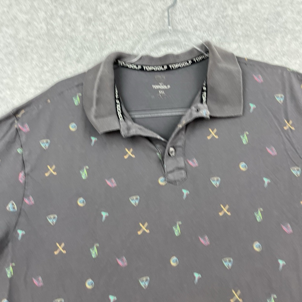 Topgolf Polo Top Golf  Short Sleeve‎ Funky Drink Golf Club Pattern Size XL Shirt
